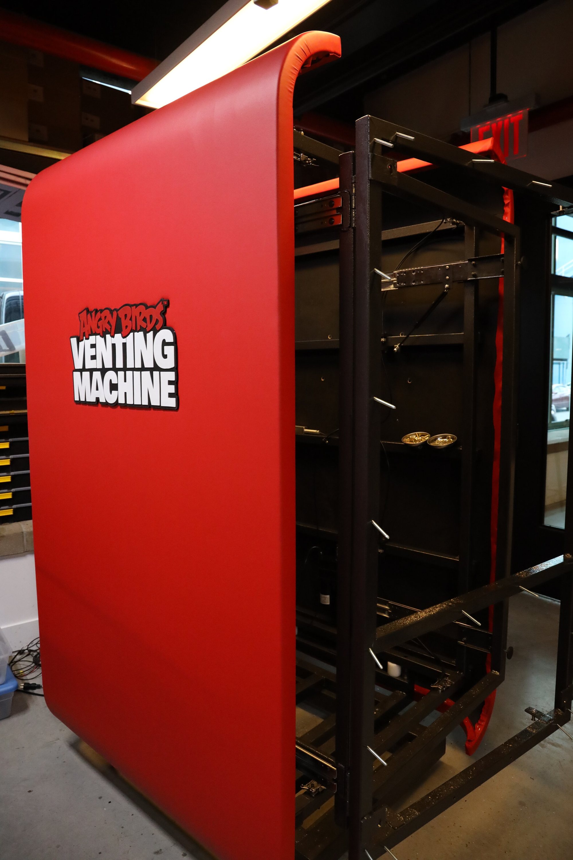 Angry Birds venting machine — installation photography