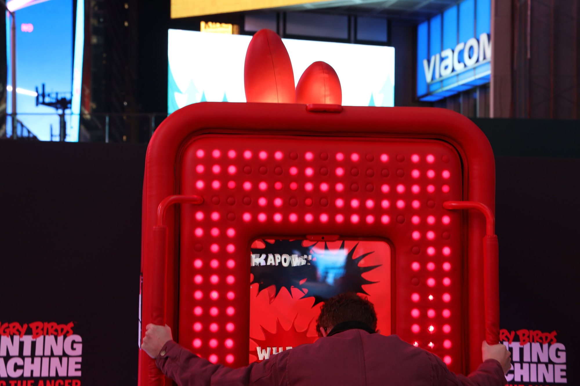 Angry Birds venting machine — installation in public plaza