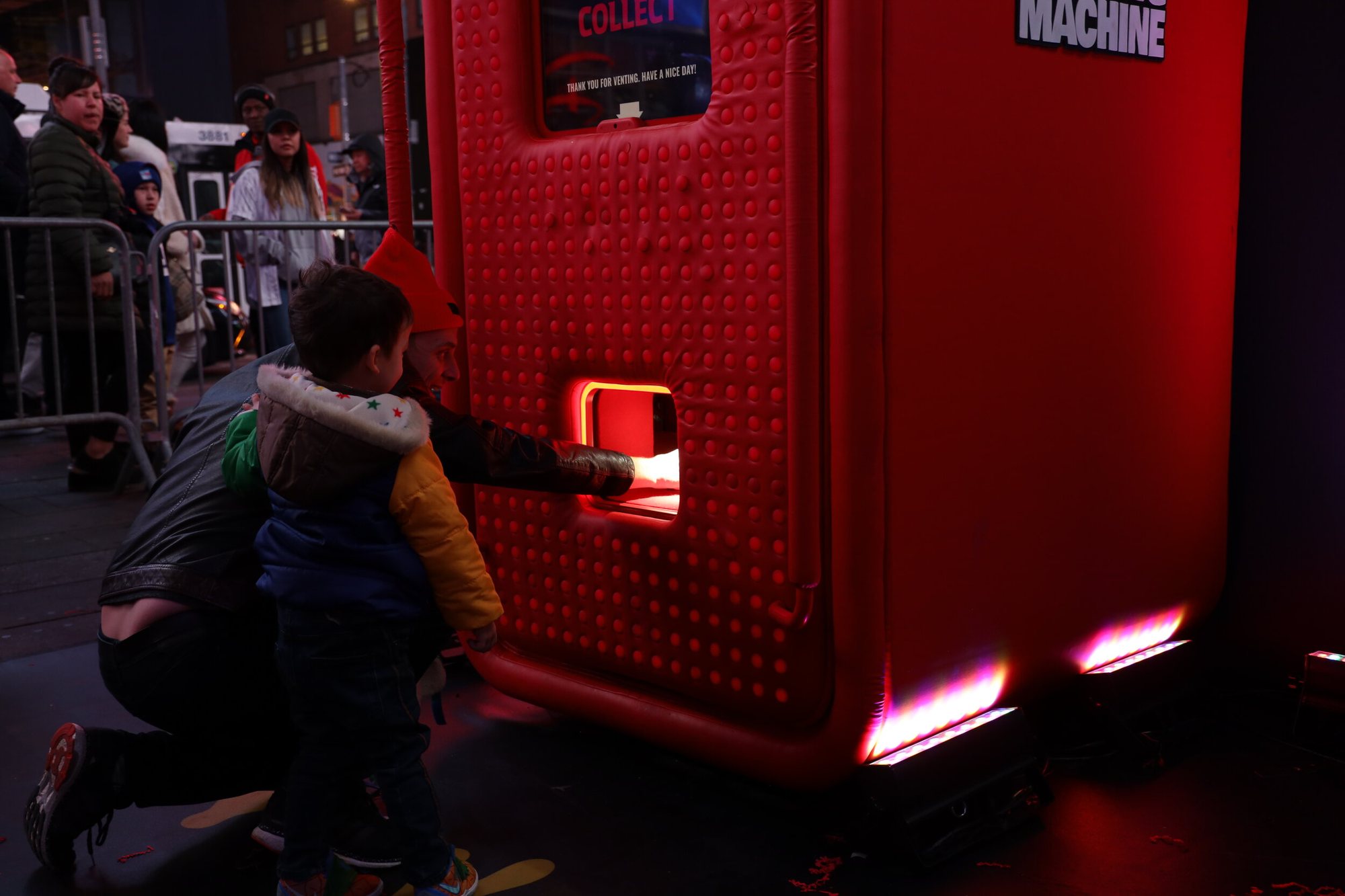 Angry Birds venting machine — inflatable interactive installation, public activation photography
