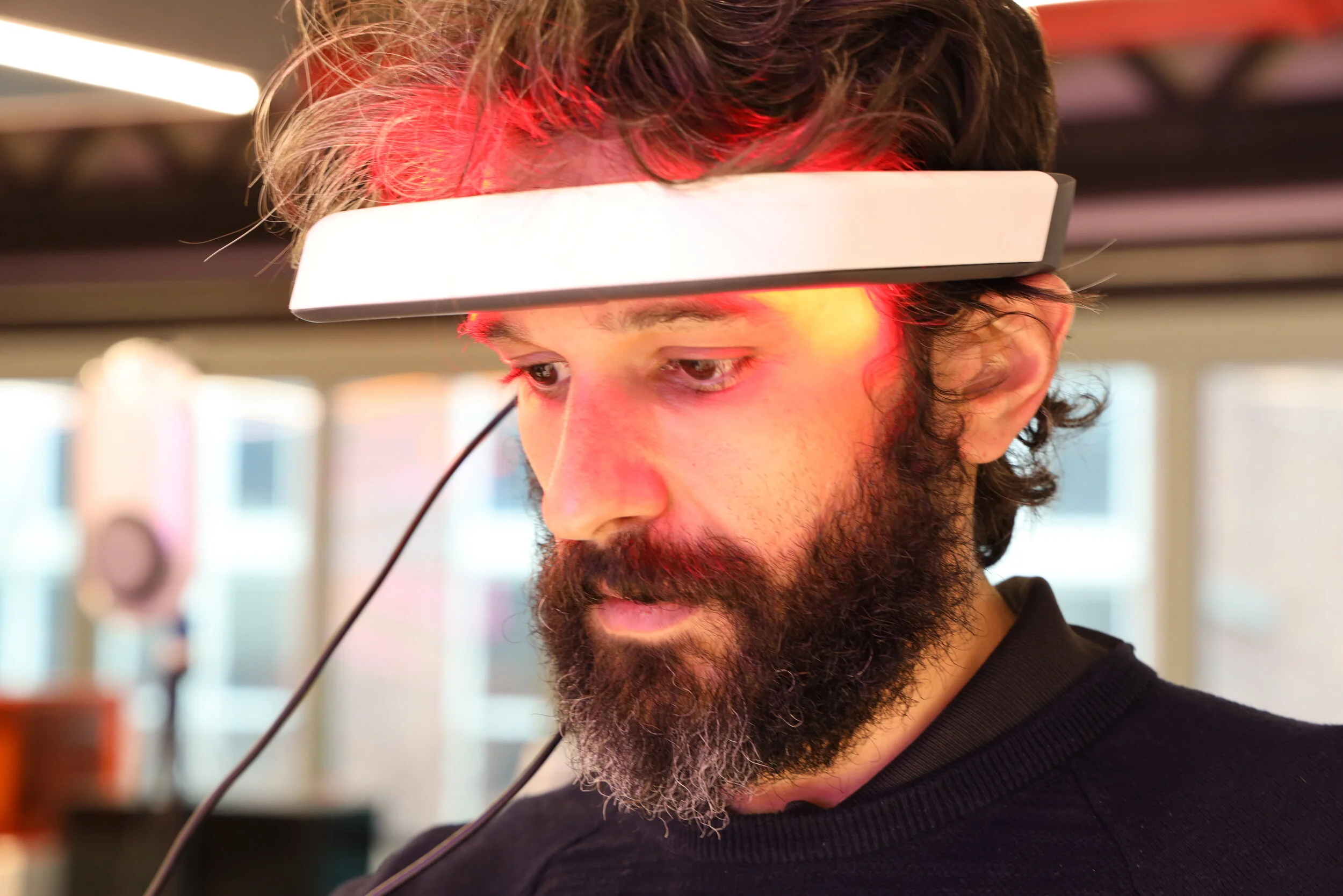 TREV neuro-wellness headset — lifestyle photography