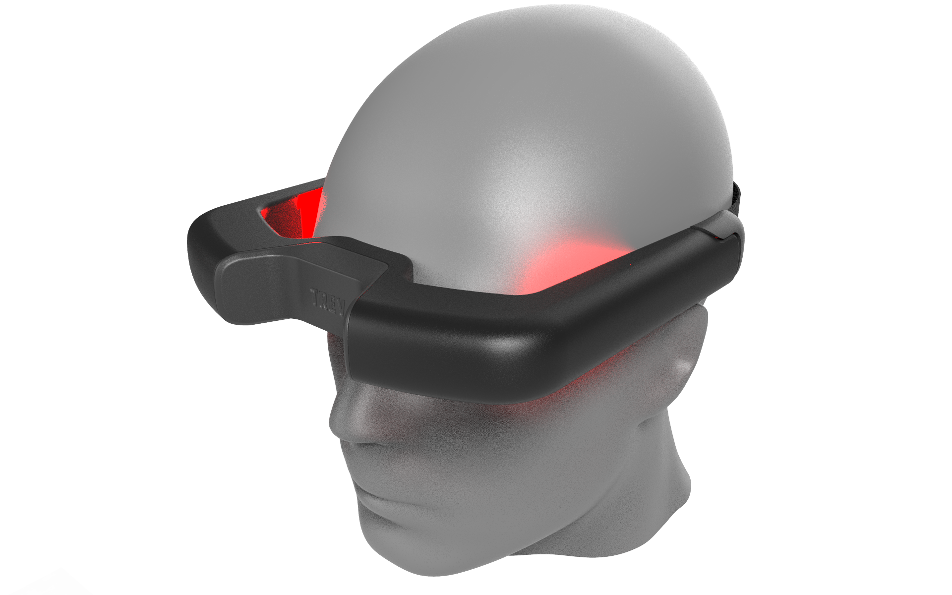 TREV neuro-wellness headset refined concept C3 — front profile industrial design