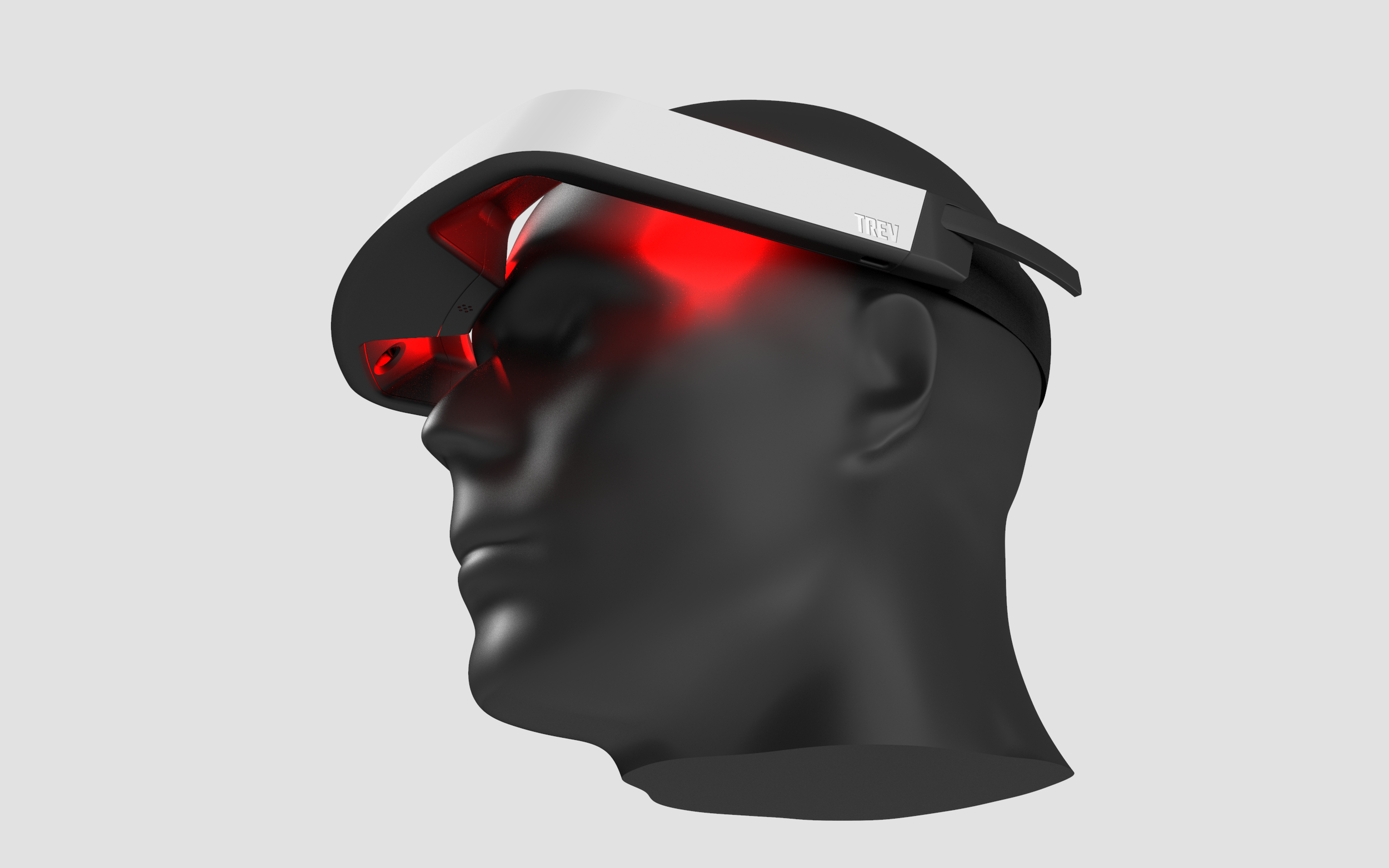 TREV neuro headset rendered concept V1 — front profile