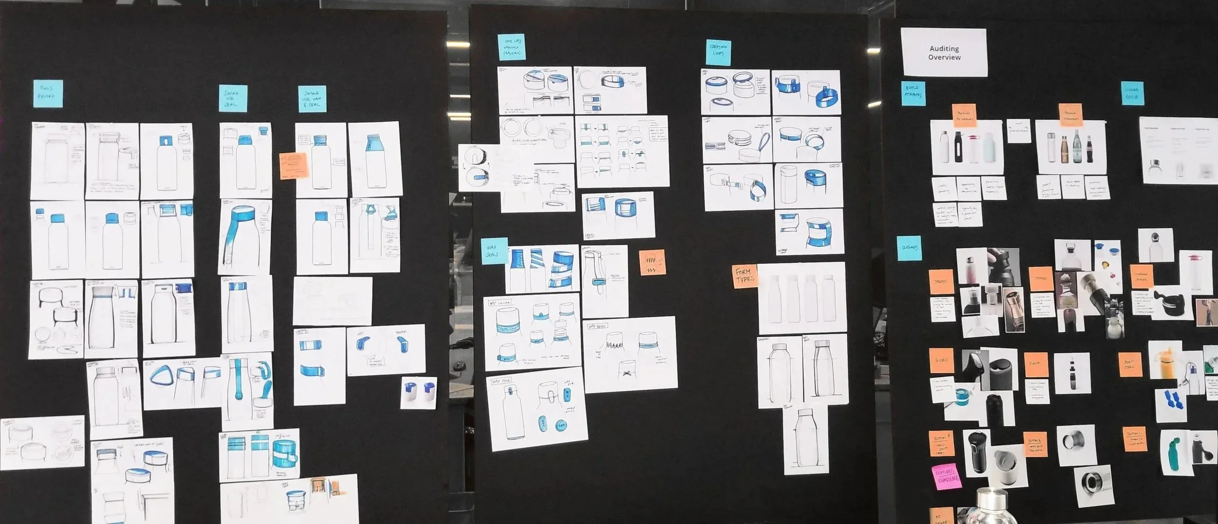 WIM Water bottle design sketches — early concept exploration